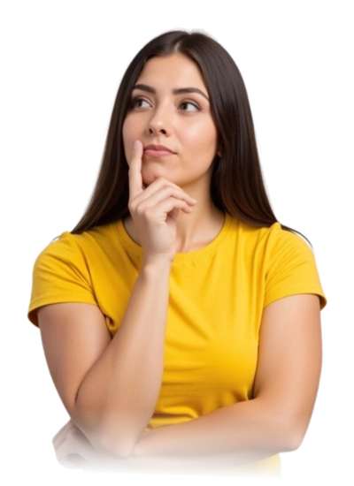 Freelance Digital Marketing Expert in Riyadh.Woman thinking with hand on chin, isolated on transparent background